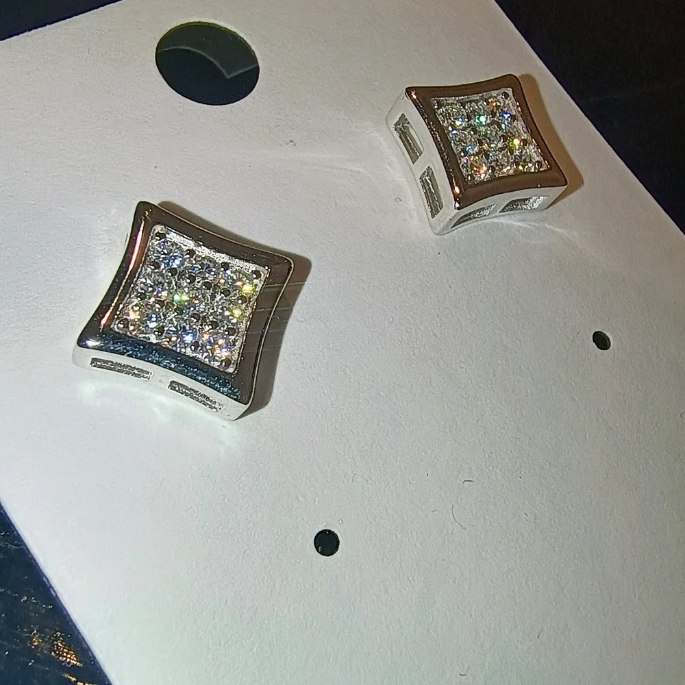 Elegant Silver Moissanite Stud Earrings - Picture 7 of 9